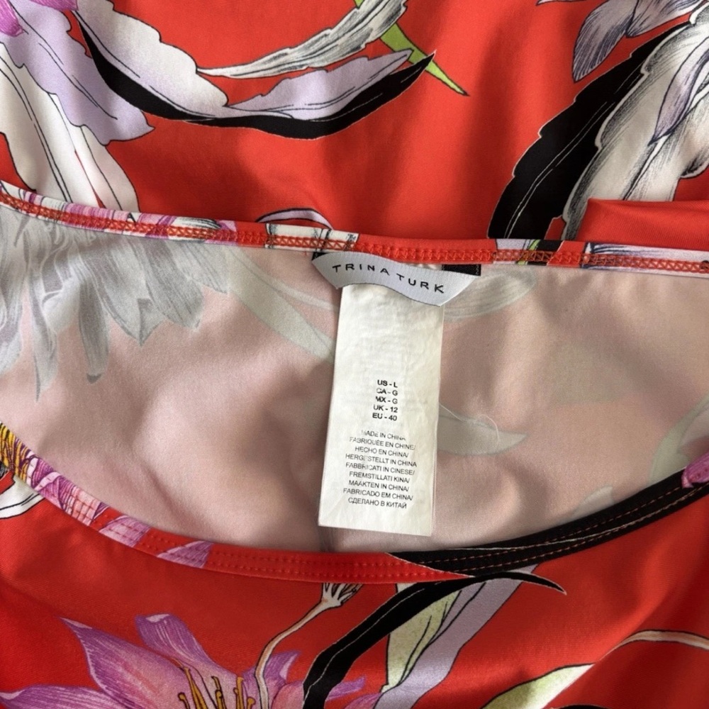 Trina Turk Shangri La Floral Tunic Size Large L Kimono Beach Coverup Mini Dress - Picture 6 of 6